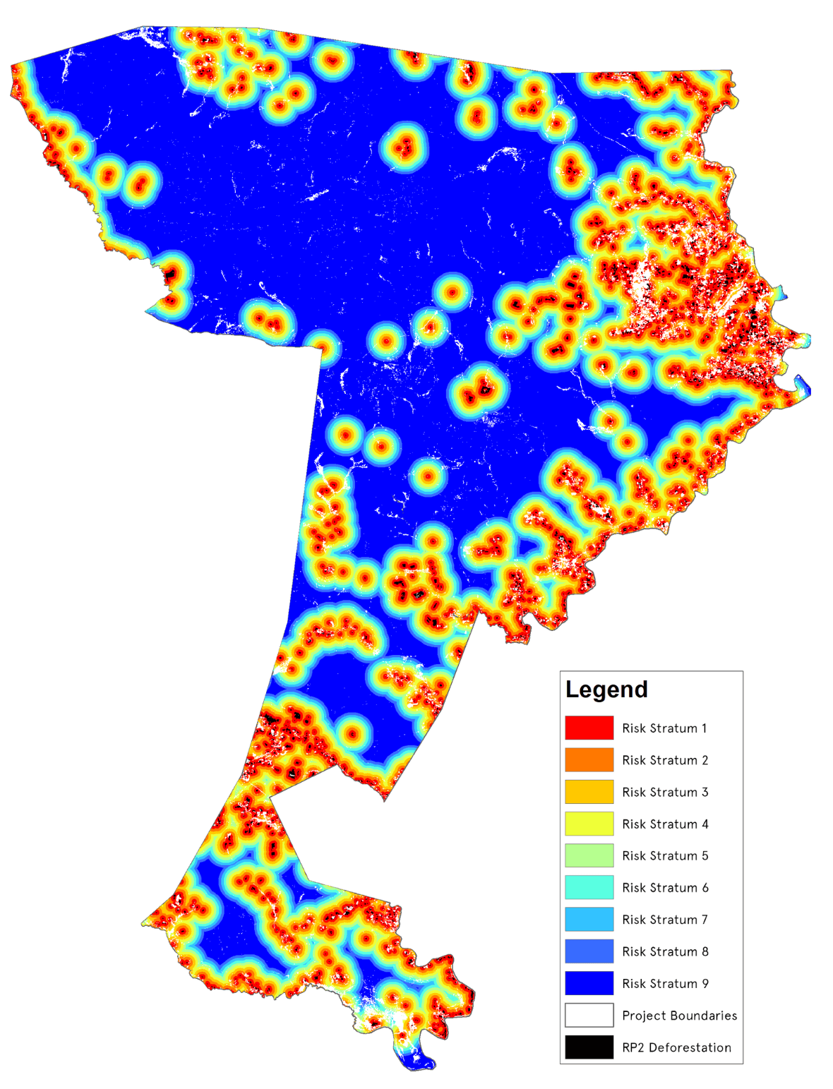 Example of a risk allocated deforestation map