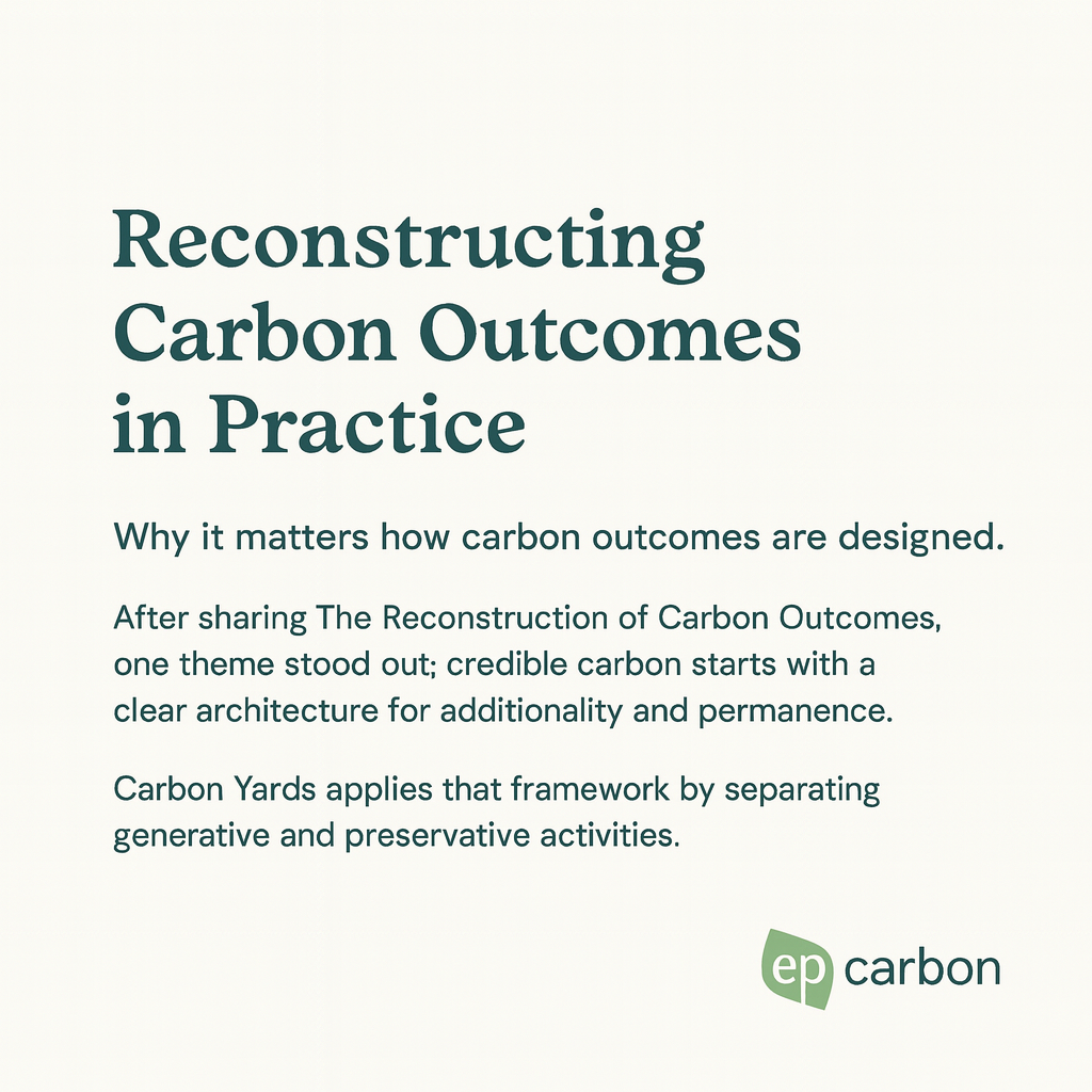 Carbon Yards and a New Architecture for Credible Carbon Outcomes